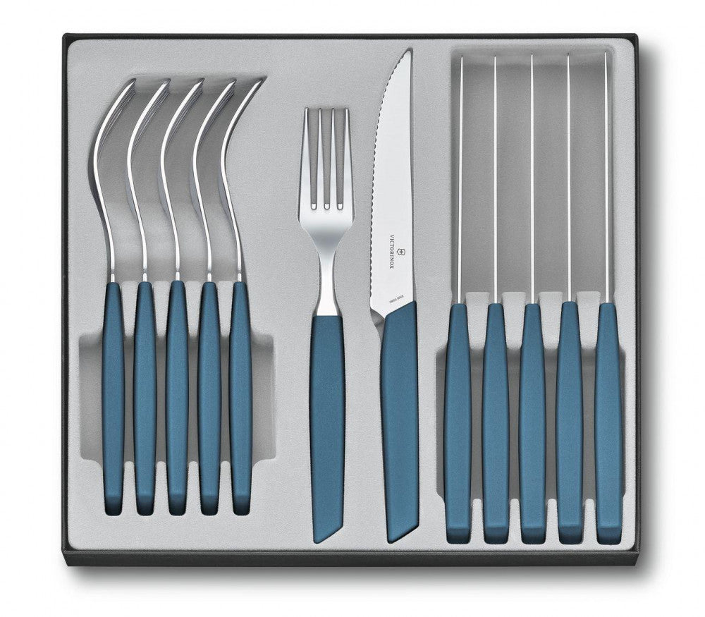 Swiss Modern Cutlery Set with Steak Knife 12 Pieces – Cornflower Blue
