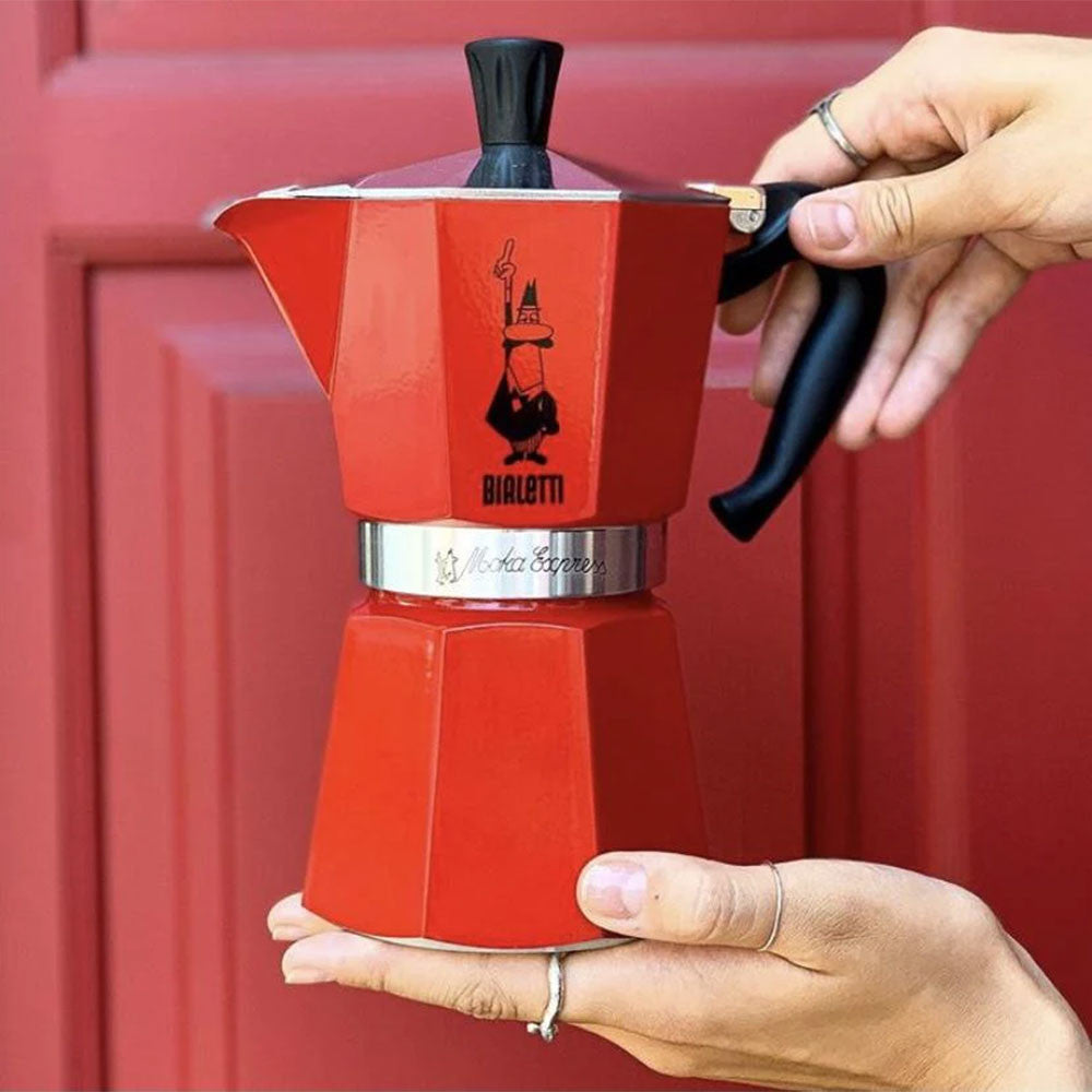 Moka Express Coffee Maker, 6 Cup – Red