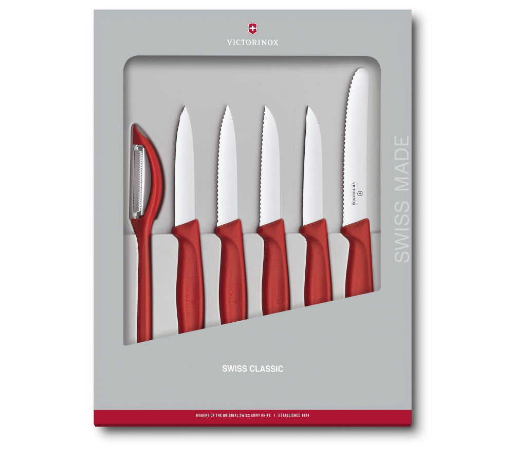 Swiss Classic 6-Piece Chopping and Paring Knife Set Red